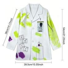 B.B.STUDY 兒童瘋狂科學家角色扮演服裝，假裝遊戲科學實驗套裝，萬聖節瘋狂小科學家服裝，節日派對裝扮，兒童舞台表演服裝，生日禮物，節日禮物，萬聖節禮物，聖誕禮物 - 白色 - 查看 3