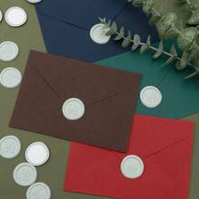20pcs Heart Pattern Self-Adhesive Wax Seal Stickers, Suitable For Gifts, Wedding Invitation Envelopes Sealing - LOVE-cyan - View 8