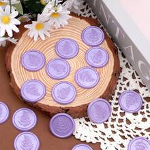 20 Piezas Pegatinas de Sello de Cera con Patrón de Romero Autoadhesivas para Regalos, Invitaciones de Boda, Sobres - Púrpura - Romero - Morado - Ver 4