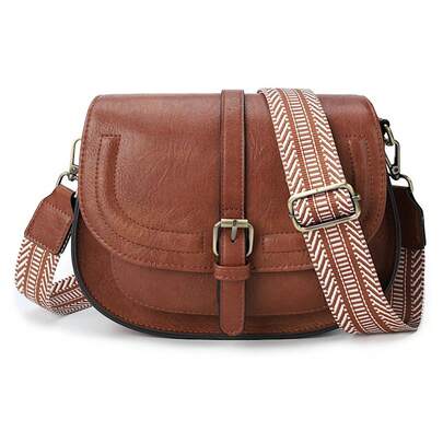 Hong Kong Style Retro Saddle Bag Ladies One-Shoulder Messenger Bag European And American All-Match Women's Semicircular Bag Women