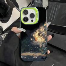 Funda para iPhone con diseño de gato Cute Sunny Nook, compatible con los modelos 17 Air, 16, 16e, 15, 14, 12, 11 Pro Max, 13 Mini, X, XS, XR, 7, 8 Plus, a prueba de golpes. - Verde Medianoche - Ver 3