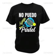Camiseta gráfica Padel No Puedo Tengo, camiseta para hombre, ropa masculina, tops negros, estética minimalista, camiseta gráfica lisa de manga corta, ropa urbana para todas las edades. - Negro - Ver 7