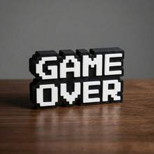 Retro Pixel "GAME OVER" Desktop Decor Sign, Suitable Gift For Gamers, 8-Bit Gaming Room Desktop Decoration, Size 4.7 X 2.7 Inches, No Power Required - GAME OVER - View 4