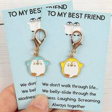 2D 5pcs Penguin Heartwarming Greeting Card & Keychain Set. Suitable For Backpack, Schoolbag, Phone Case DIY Decoration. Suitable For Birthday, Holiday Party, Graduation, Back To School, Daily Use Gifts. Exquisite, Versatile, And Fade-Resistant. - View 6