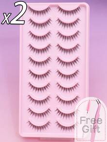 1/5/10 Pairs Layered Ultra-Fine Natural False Eyelashes, Fluffy Soft Thick 3D Mink Lashes, Long Slim Lashes With Messy Lash Roots, Multi-Layer Lashes, Short & Dense Lashes, Popular Japanese & Korean Style Transparent Invisible Lash Roots, Comes With Pink Eyelash Tweezers & Pink Eyelash Brush - Natural Lashes - View 16