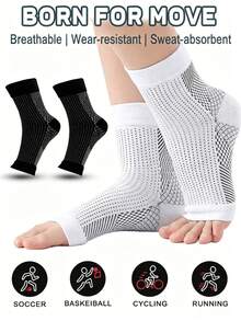 4Pairs Unisex Ankle Compression Socks - Arch Support, For Sports, Running, Hiking, Cycling | Comfortable Breathable Foot Sleeves - Multicolor - View 1