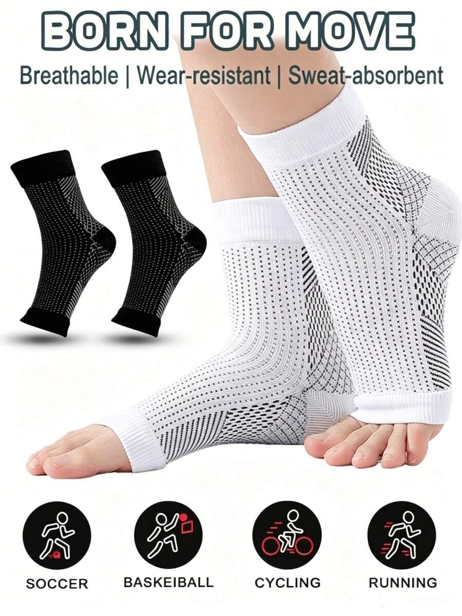 4Pairs Unisex Ankle Compression Socks - Arch Support, For Sports, Running, Hiking, Cycling | Comfortable Breathable Foot Sleeves - Multicolor - View 1
