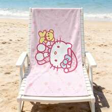 三丽鸥Hello Kitty沙滩巾，印有可爱Hello Kitty和泰迪熊图案，超柔软，非常适合泳池、夏季海滩和旅行。 - A - 查看 2