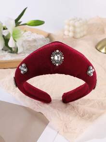 1件復古優雅海綿填充3D公主/女王皇冠髮箍，飾有珍珠與寶石，皇家宮廷風髮帶 - 彩色 - 查看 4