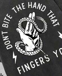 Camiseta Urban Sense para Hombre, Estilo Urbano, Lavada, con Gráfico de Mano de Serpiente, de Algodón, Talla Grande, Unisex, Ropa Casual, Regalo para Él, Esencial Diario para Deportes, Fiestas en Casa, Regalo para el Día del Padre, Regalo para el Día de San Valentín, Camiseta de la Copa Mundial 2026 ZOAK - Negro - Ver 2
