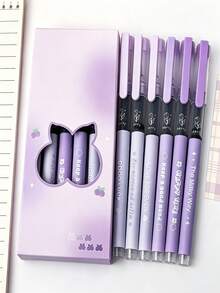 6pcs Quick-Drying Ballpoint Pens, 0.5mm Fine Tip, Muted Pastel Colors, Black Ink Non-Blotting, Student/Office Neutral Pens, Muted Tone Aesthetic, Back To School - Rollerball Pen - View 6