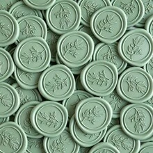 25入淺綠色蠟封貼紙，適用於婚禮邀請函信封、禮品盒手工、聖誕卡封印 - TD149 - 查看 1