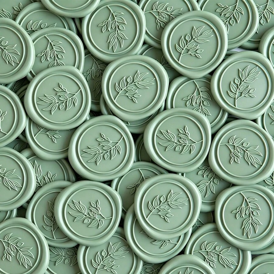 25入淺綠色蠟封貼紙，適用於婚禮邀請函信封、禮品盒手工、聖誕卡封印 - TD149 - 查看 1