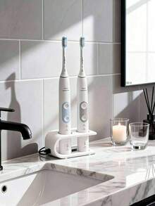 2pcs Electric Toothbrush Holder, Universal Anti-Slip Toothbrush Stand With Ventilation Holes, Breathable Drainage Storage Base Suitable For Bathroom Cabinet, Keep Brush Head Dry And Hygienic, Modern Minimalist Daily Organization - Multicolor - View 10
