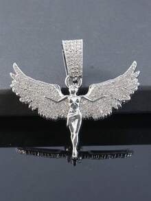 1pc Hiphop Goddess Angel Pendant Necklace, Zinc Alloy Gold-Tone Jewelry, Suitable For Men, Party/Music Festival Gift, Versatile Wear All Year Round, Party Accessory, Accessory, Luxurious Glossy Texture - Goddess Angel Pendant Necklace - View 21