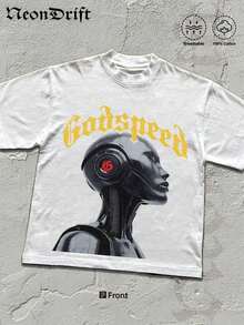 Camiseta de Hombre NeonDrift con Estampado de Doble Cara, Camiseta de Manga Corta para Hombre, 100% Algodón, Suave y Amigable con la Piel, Estilo Unisex, Regalos para el Festival de Primavera, Día de San Valentín, Día de San Patricio y Copa del Mundo -- Camiseta Gráfica de Coche Godspeed Drift, Estilo Urbano, Estampado de Carreras Vintage, Camiseta Casual de Algodón Transpirable para Entusiastas de los Coches y Amantes del Estilo Urbano. - Blanco 3 - Ver 2