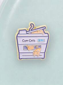 'copy Cats' Enamel Pin, Funny Copier Cat Brooch, Unique Accessory For Office Lovers, Perfect Gift Idea, Durable & Stylish Design - Mauve Purple - View 6