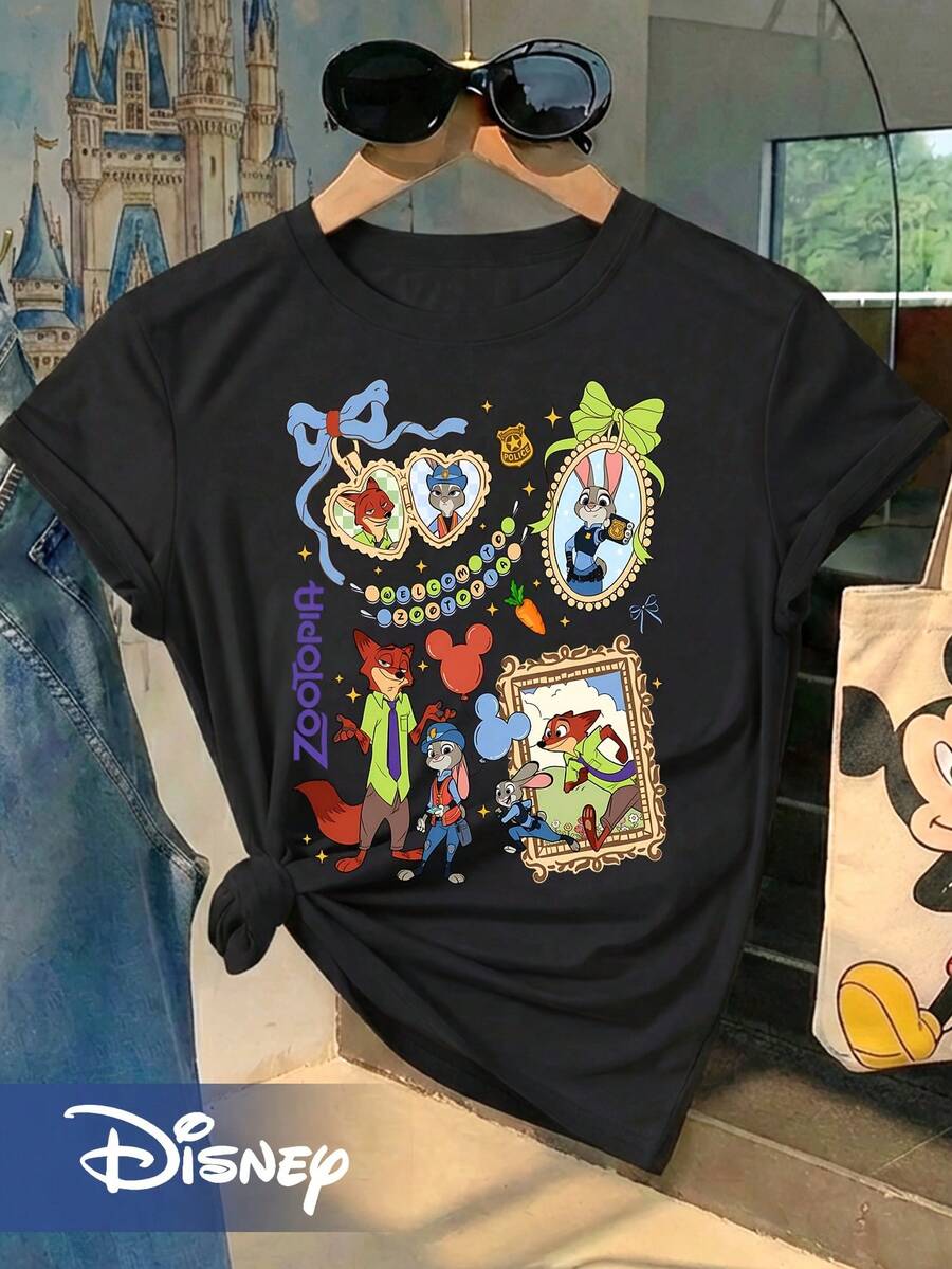 Disney Zootopia Movie 2 Characters Vintage Shirt - Black - View 1