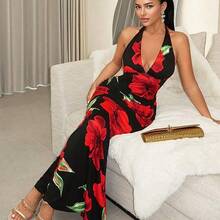 Vestido de sirena con cuello halter y encaje sexy - Negro01 - Ver 4