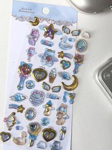 浮雕宝石贴纸，带箔片装饰，3D立体水晶卡通可爱贴纸，适用于剪贴簿、手机壳和装饰 - 彩色 - 查看 11