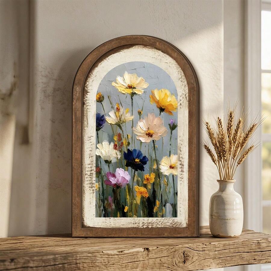 1/4pcs Rustic Farmhouse Floral Arch Wooden Wall Hanging Decor Signs ...