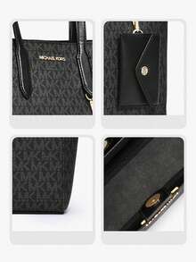 Michael Kors Vincent 女士斜挎包，带零钱包和可调节肩带 - 黑色 - 查看 3