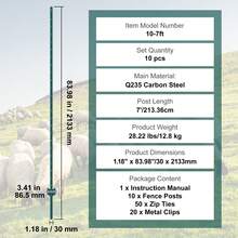 7 Feet Fence Post, 10 Pack U-Channel Heavy Duty Metal Fence Posts, Sturdy Steel Fence Stakes For Garden Yard, Lawn, Farms And Outdoor Wire Fencing, Green - 7 Feet - View 11
