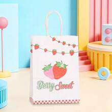 12/28piezas Bolsas de regalo con patrón de fresa, suministros de embalaje de regalo de fresa rosa rojo verde, adecuados para fiestas temáticas, bodas, recuerdos de fiesta de cumpleaños, almacenamiento de artículos de picnic al aire libre, decoración de mesa del hogar, regalos de cumpleaños, recuerdos de fiesta - 260-1-2-3-4 - Ver 8