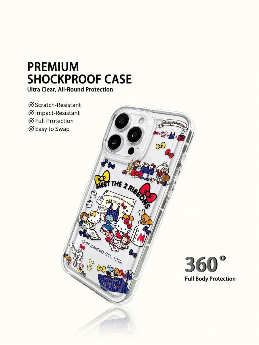Miniso 三丽鸥Hello Kitty透明手机壳,防滑、防震、防指纹,适用于iPhone 17、17 Air、17 Pro、17 Pro Max、11、12、13、14、15、16 Pro、16 Pro Max、14 Plus、15 Plus、16 Plus、16 Pro、16 Pro Max、XR,节日礼物 - 無色 - 查看 1