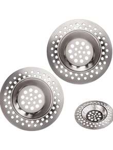 2 Packs Heavy Duty Stainless Steel Sink Strainer Plugs - Anti-Rust Metal Drain Protectors With Hair Catcher For Kitchen And Bathroom Sinks, Bathtub, Shower - Home Essentials Drain Cover Filters - Porous - View 2