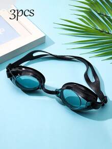 1 pieza Gafas de natación con lente de PC premium con doble anillo de sellado, correa de silicona elástica, ajuste cómodo, impermeables, unisex, esencial para la playa y la piscina - multicolor - Ver 11