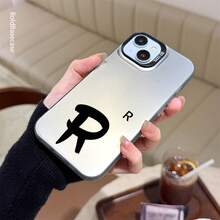 Fanahat-Funda para Teléfono - Letra R Negra Estilizada y Audaz con Estilo Moderno y Creativo, Funda para Teléfono con Estampado Plateado a Color, Anti-Suciedad, Anti-Caída y Antideslizante. Cubierta Trasera Mate Duradera. Diseño Universal para Hombres y Mujeres. Opción Perfecta para Todas las Estaciones - 1 - Ver 4