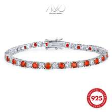 1 chiếc vòng tay xích tennis bạc 925 màu đỏ và trắng trang trí thanh lịch, thích hợp cho ngày lễ, tiệc tùng, quà tặng cho gia đình, bạn bè, Giáng sinh, Halloween, ngày lễ tình nhân, sinh nhật - Đỏ - Xem 1