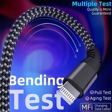 1pc USB-C To Lightning Data Cable, Length 3.3/6.6/10ft, MFi Certified Fast Charging, Nylon Braided, Compatible With IPhone 13/12/11 Pro Max/XR/XS/8/7/6 Plus, Christmas/Family Gift - Multicolor-1 - View 2