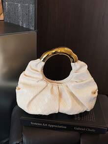 Fashionable Minimalist Pleated Cloud Handbag, Versatile Shoulder/Underarm Bag - White - View 7