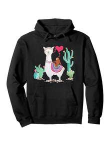 Genießen Sie einen humorvollen Valentinstag mit einem Faultier, das auf einem reitet, als Hoodie.für entspannte Wochenenden im Kanada, ist dieser bequeme schwarze Hoodie für gemütliche Morgen, Wanderabenteuer oder einen Kaffee in der Stadt. - Schwarz - Übersicht 1