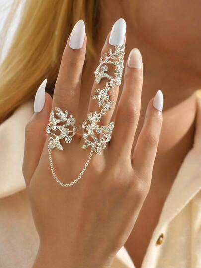 Bague de doigt ajustable à motif de feuille, mode européenne et américaine personnalisée