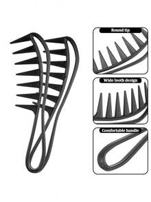 Juego de 4 peines para hombres - Peine de dientes anchos, peine para raya, peine de textura, peine de retroceso antiestático para undercut - Multicolor - Ver 3