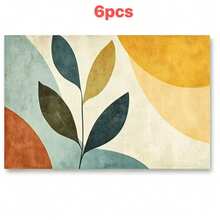 1/4/6/8/10/12PCS Modern Abstract Leaf Print Placemats, Linen Material, Machine Washable, Rectangular Table Mats For Kitchen, Dining Room & Home Decor, 32x42cm - Multicolor - View 11