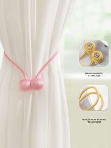 1 Pair, Creative Magnetic Ball Window Curtain Clips, Multi-Color Options, No Installation Curtain Tiebacks - Multicolor - View 9