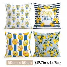 4pcs Refreshing Lemon Pattern Pillow Covers Without Inserts, Single-Sided Printed Cushion Covers, Suitable For Living Room, Bedroom, Home Decor, All Seasons - Multicolor - View 13