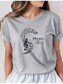 Women's Long-Sleeved Printed Round Neck T-Shirt, Comfortable Casual V-Neck Blouse, Suitable For All Seasons, Machine Washable, Everyday Essential, V-Neck Design, Soft Texture, I01 Round Neck Casual Shirt, Comfortable Women's Clothing. - 黑色 - 查看 7