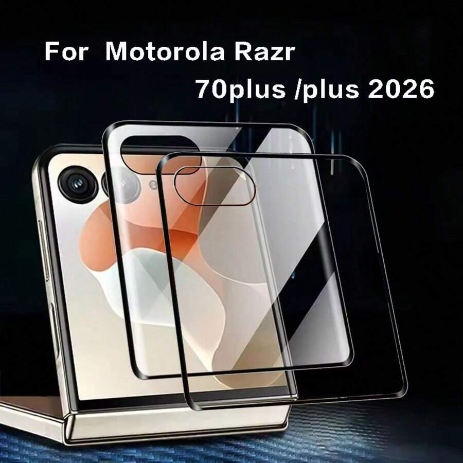 2 piezas Protector de pantalla de vidrio templado de alta definición para /Razr 70 Ultra/Razr Ultra 2026 /Razr 70plus /Razr Plus 2026/ Razr 60 Ultra/Razr Ultra 2025 /Razr 50 /Razr 2024 /Razr 50 Ultra, pantalla trasera curva de cobertura completa transparente resistente a caídas y arañazos (pantalla externa), instalación fácil de vidrio templado para pantalla externa - transparente - Ver 1