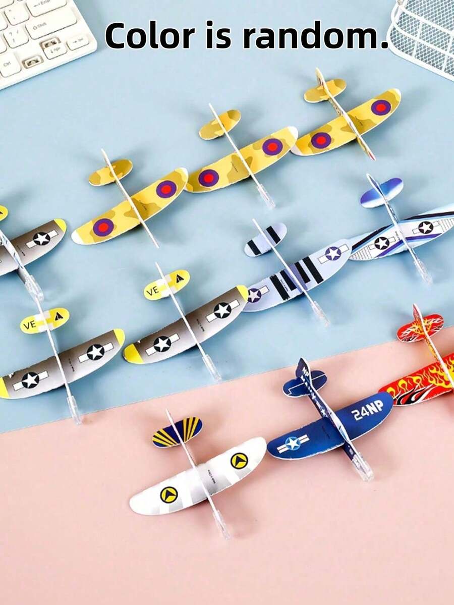 20pcs (Random Colors) Bulk Glider Paper Airplane Set, Birthday Party Favor Bag Filler, Classroom Prize, Random Colors - View 1