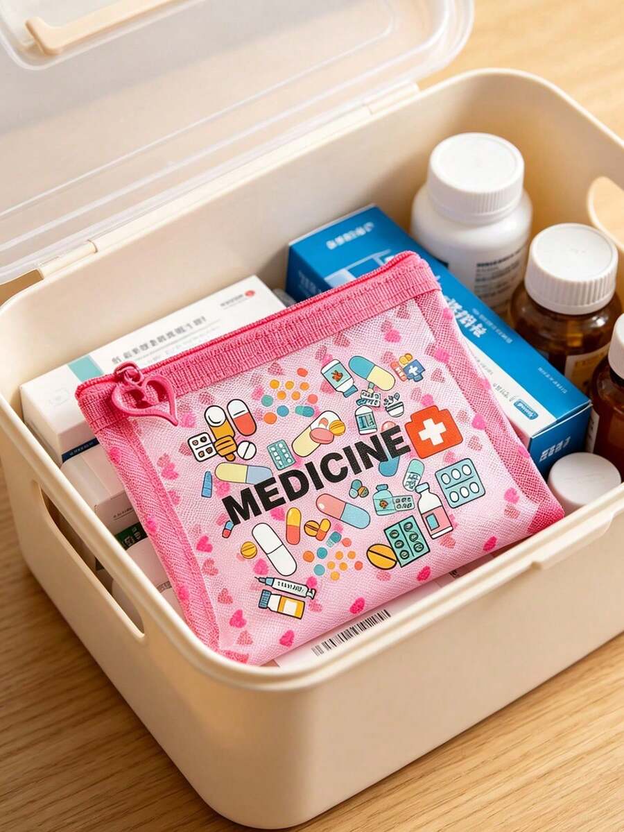 迷你便携网眼药袋,印有“Medicine”(药品)字样图案,小巧便携,可作急救包、露营药袋、日常保健收纳包、化妆包、护肤包,适用于日常/户外/旅行,是注重健康和经常外出人士的必备之选,也是必备的医疗配件。 - 彩色 - 查看 1