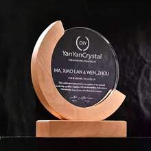 1pc Customized Round Crystal Trophy, Team Anniversary Medal Home Decor Engraved Colorful Image & Text, Home Kitchen Holiday Decoration - Color Printing - View 2