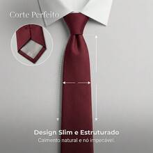 Men's Tie In A Solid Color, Matte Finish, Fine Texture, Ideal For Formal Suits, Weddings, Grooms, A Professional And Sophisticated Look. - Burgundy - View 3