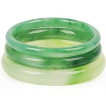 3 Pcs Natural Jade Bangle Bracelet For Women, Good Luck Bangle Wealth Healing Bracelet For Mother Grandmother, Christmas Birthday - 淺綠色 - 查看 1