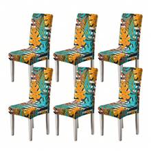 1/2/4/6pcs Printed Chair Covers, Dining Chair Seat Protector, Suitable For Home Or Party, All Season Use - Multicolor - View 22