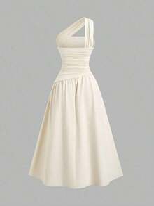 Vestido bandeau ajustado con hombros oblicuos para mujer - Amarillo mantequilla - Ver 2